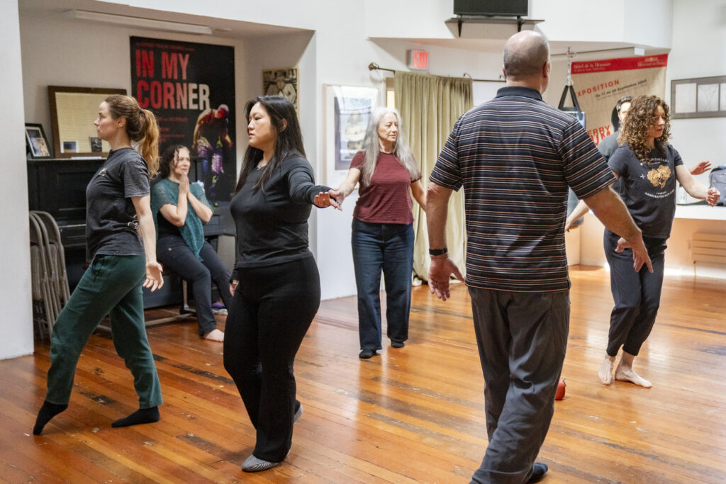SJ's studio: students practising movement technique