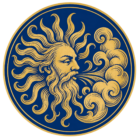 Logo: Elizabethan sun blowing wind